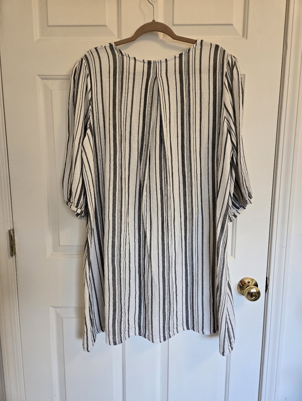 Bryn Walker Womens Lucien White And Gray Pattern Gauze Tunic Dress Size Large - Picture 7 of 9